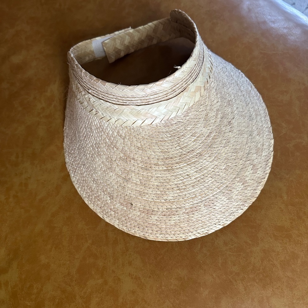 Handmade Mexican Straw Sun Visor w/ velcro closure